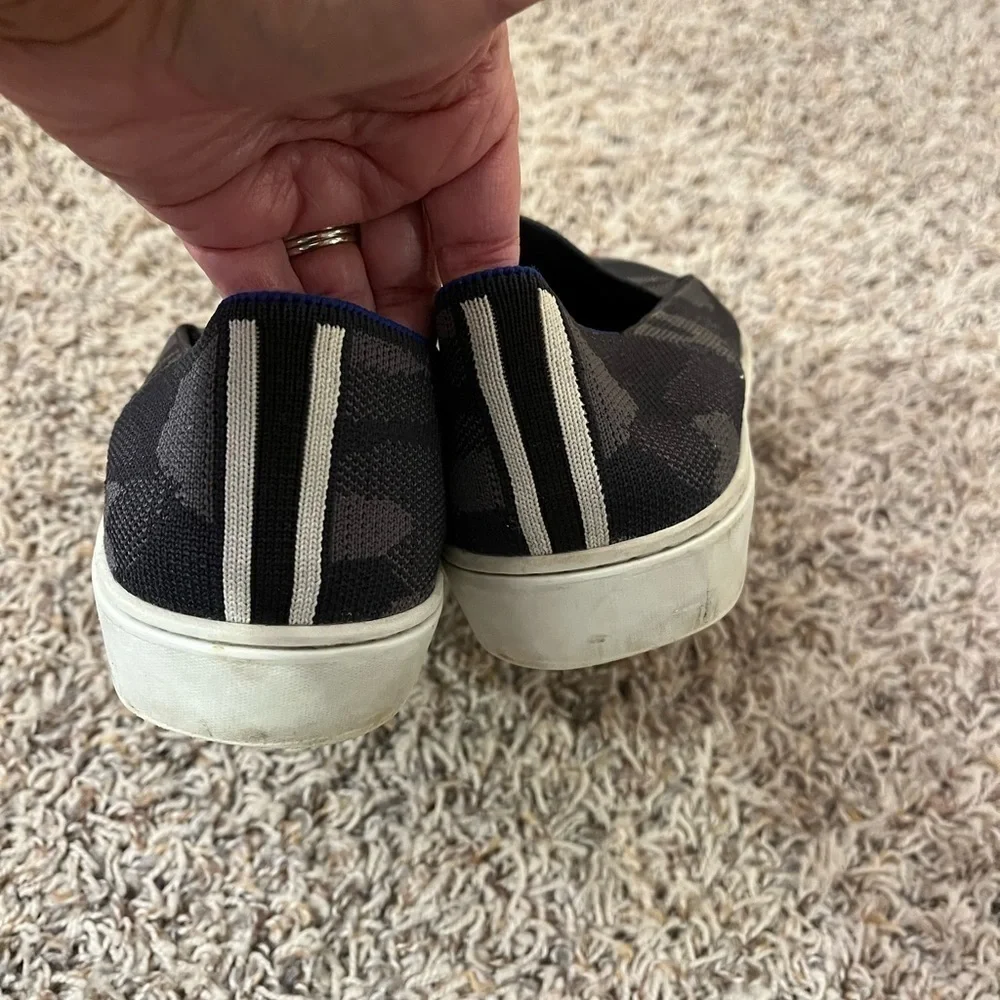 Rothy’s Retired The Original Slip On Sneaker Black Grey Camo Sz 9.5